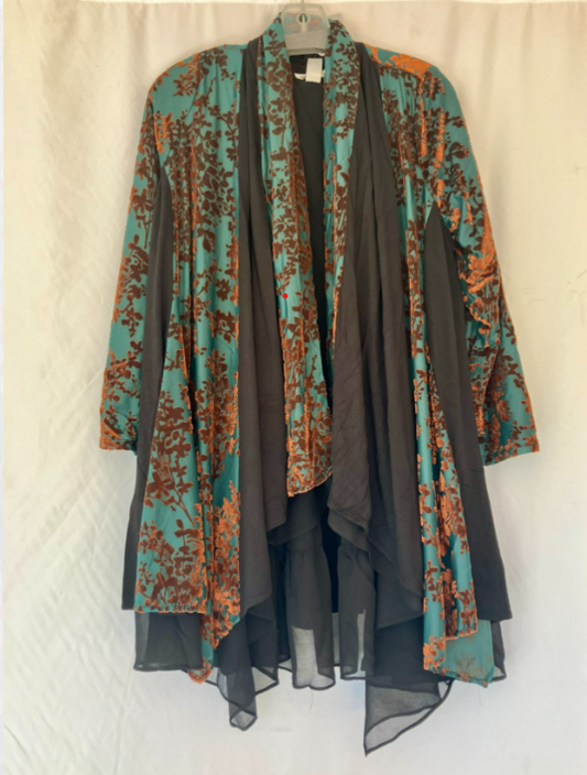 Aquamarine/Bronze Velvet Panel Jacket